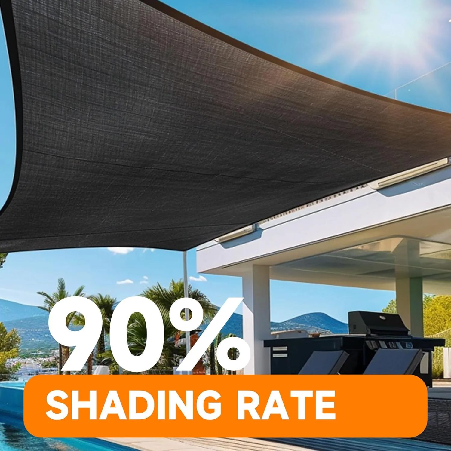 90% Shading Rate 20'x20' Black Shade Cloth,UV Resistant Durable Mesh Tarp with Grommets&Reinforced Edges, Shade Net Using for Plants Cover, Greenhouse, Dog Kennel, Patio, Chicken House