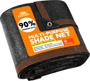 90% Shading Rate 20'x20' Black Shade Cloth,UV Resistant Durable Mesh Tarp with Grommets&Reinforced Edges, Shade Net Using for Plants Cover, Greenhouse, Dog Kennel, Patio, Chicken House