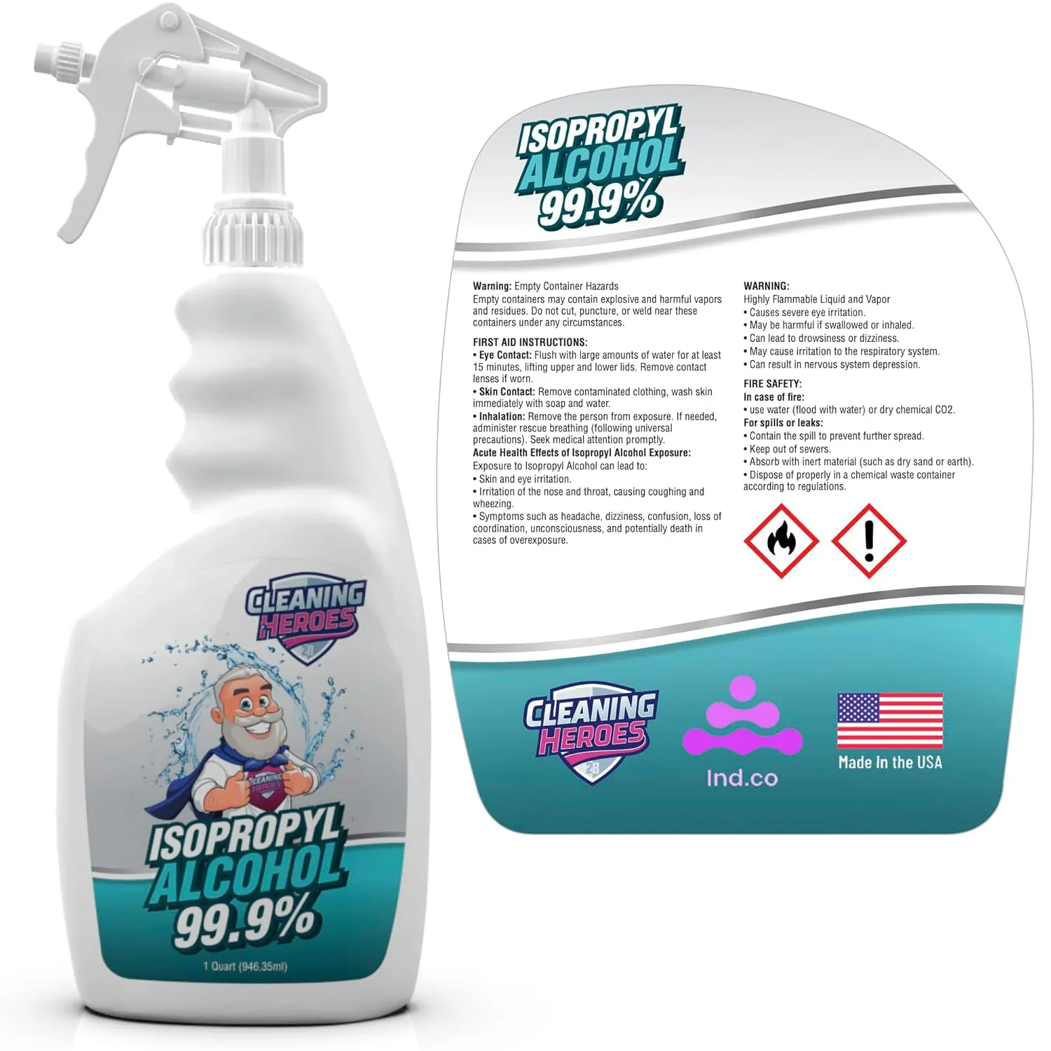 99% Isopropyl Alcohol Spray, 32 Fl. Oz - Ultimate Rubbing Alcohol Cleaner for Electronics, Wounds, and Household Use
