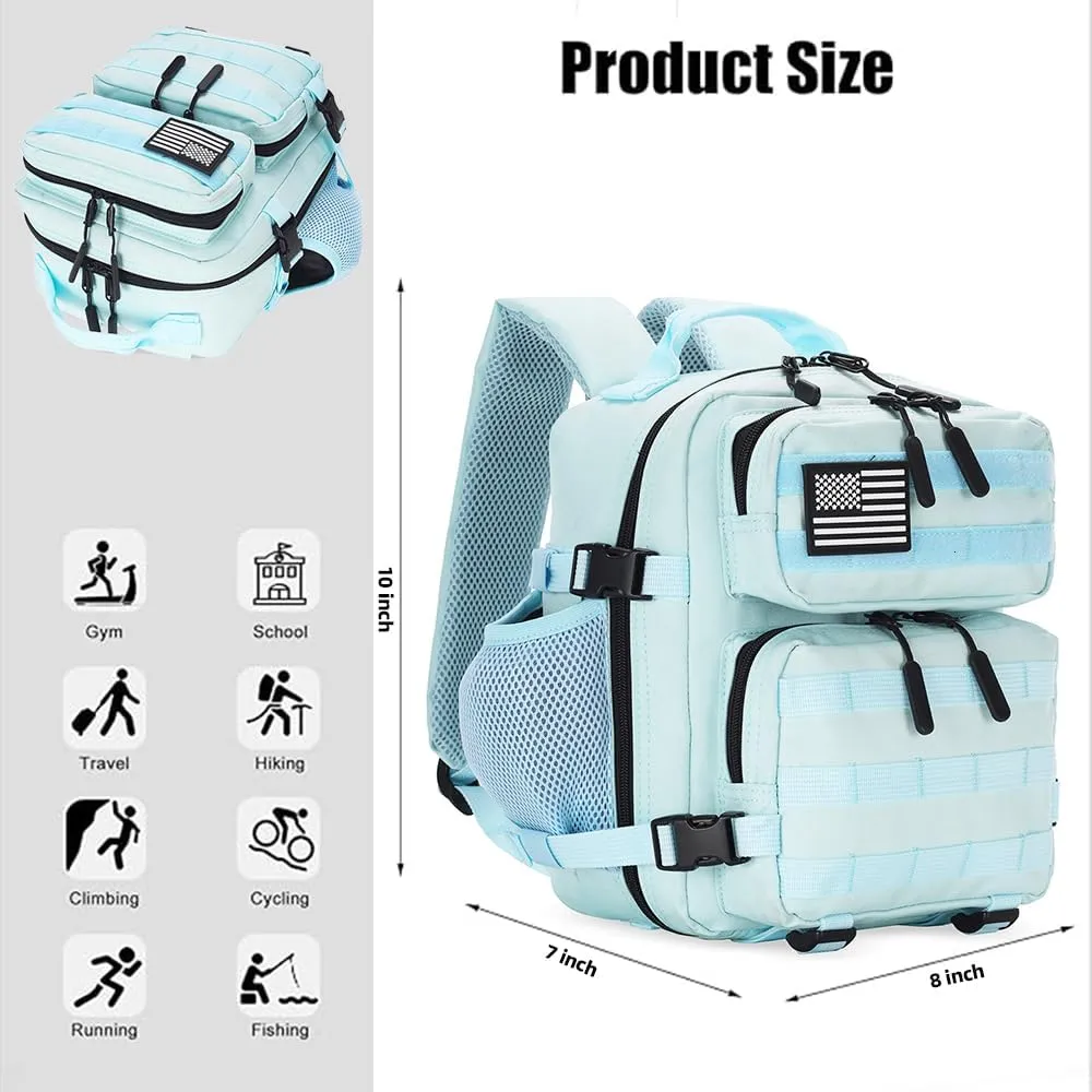 9L Mini Tactical Backpack for Men and Women, Tactical Backpack Small for Hiking, Small Tactical Bag（Light Blue）