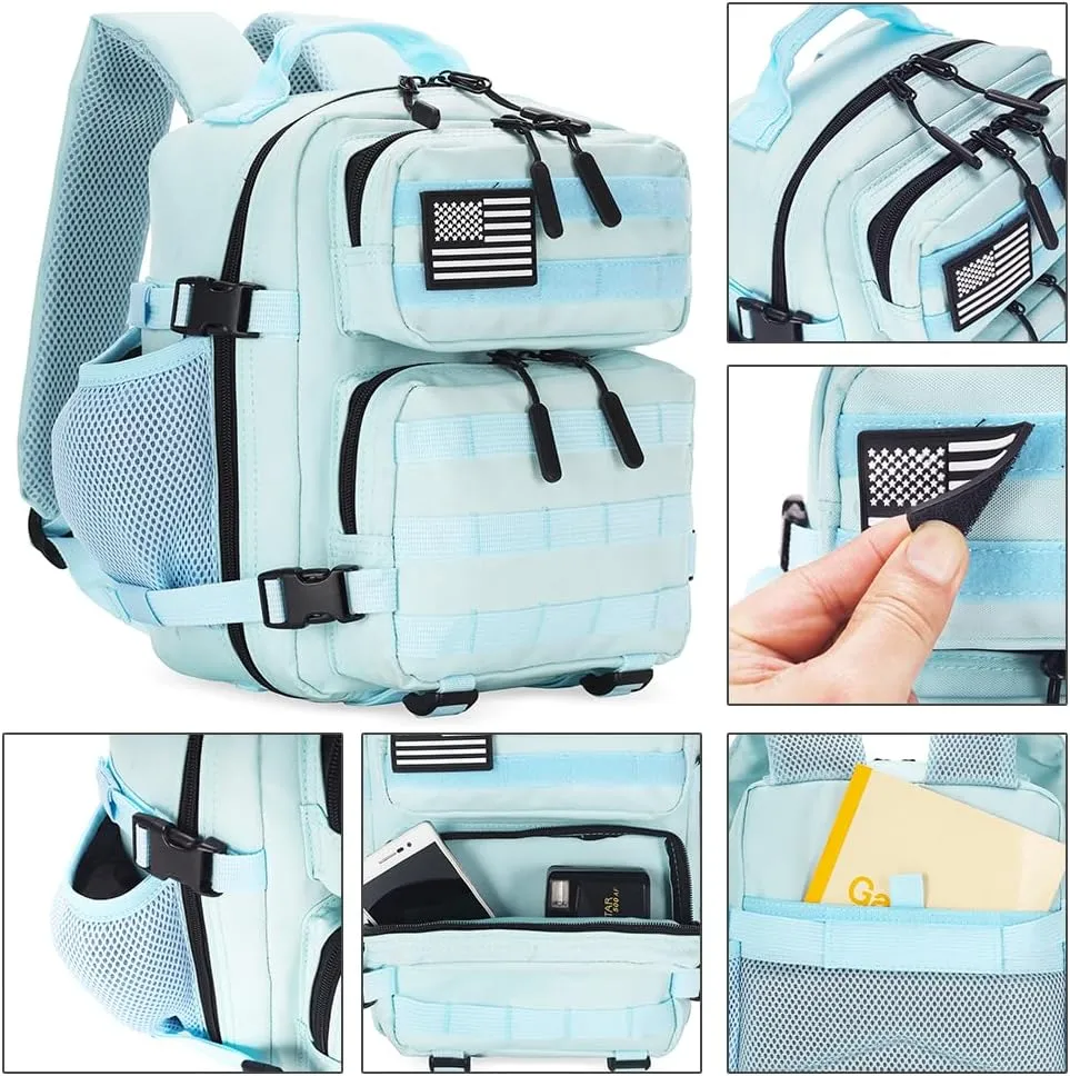 9L Mini Tactical Backpack for Men and Women, Tactical Backpack Small for Hiking, Small Tactical Bag（Light Blue）