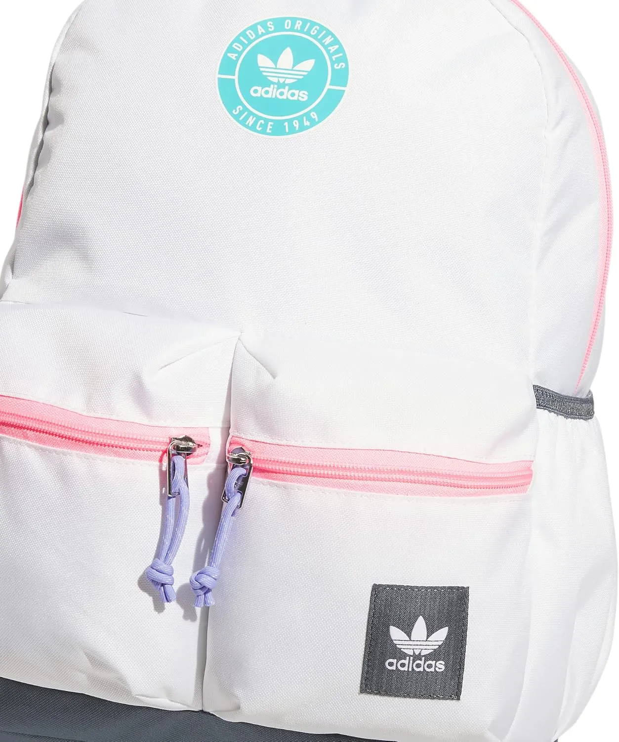 adidas Originals Trefoil 3.0 Backpack, White/BeamPink/LucidCyanBue, One Size