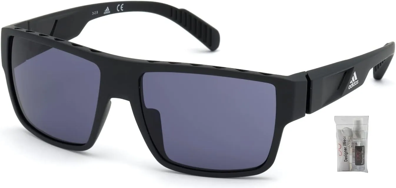 Adidas SP0006 Rectangular Sunglasses For Men   BUNDLE With Designer iWear Kit