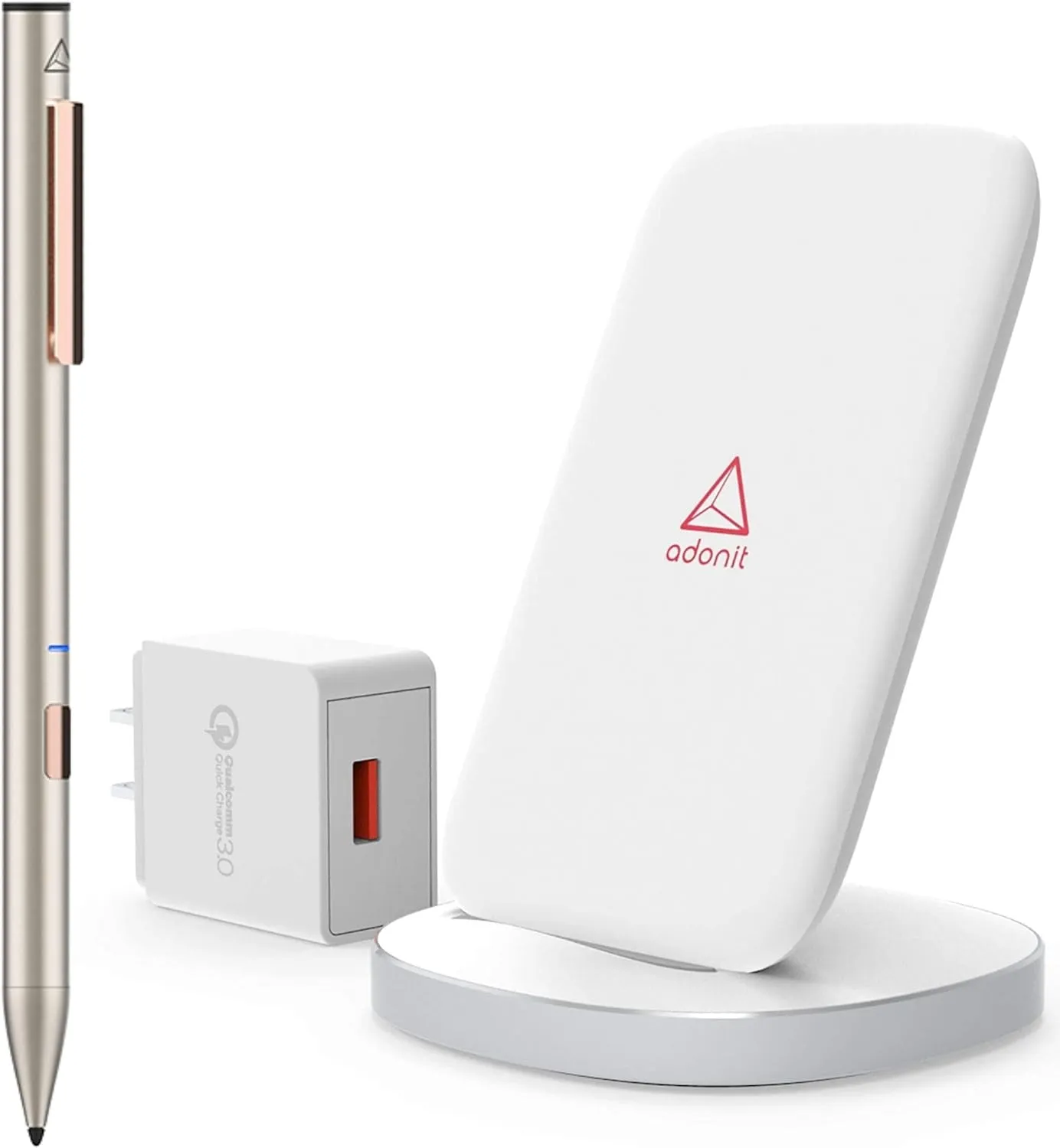 Adonit Note Palm Rejection Stylus & Stand 10W Bundle (Gold&White)