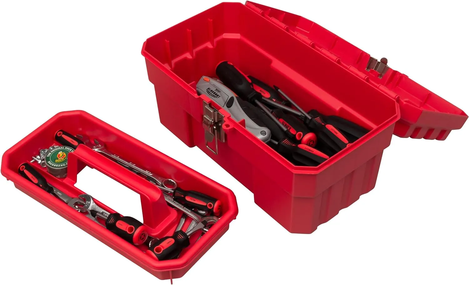Akro-Mils 09514 ProBox Plastic Toolbox with Removable Tray for Tools, Hobby or Craft Storage, 14-Inch x 8-Inch x 8-Inch, Red