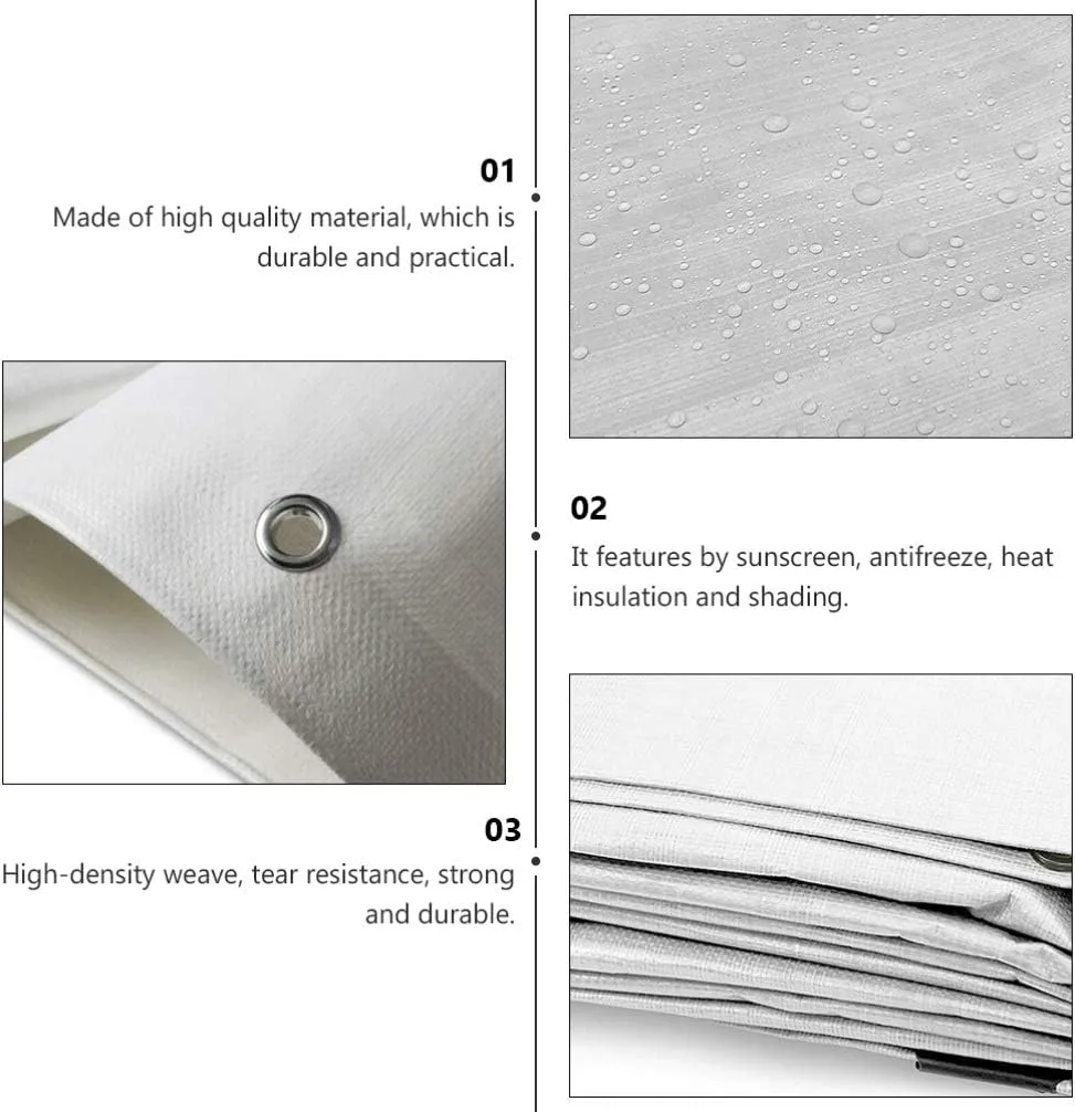 Alasum Thickening Sun Cloth 3x2m White Heavy Duty Tarp for Truck Rainproof Tarpaulin