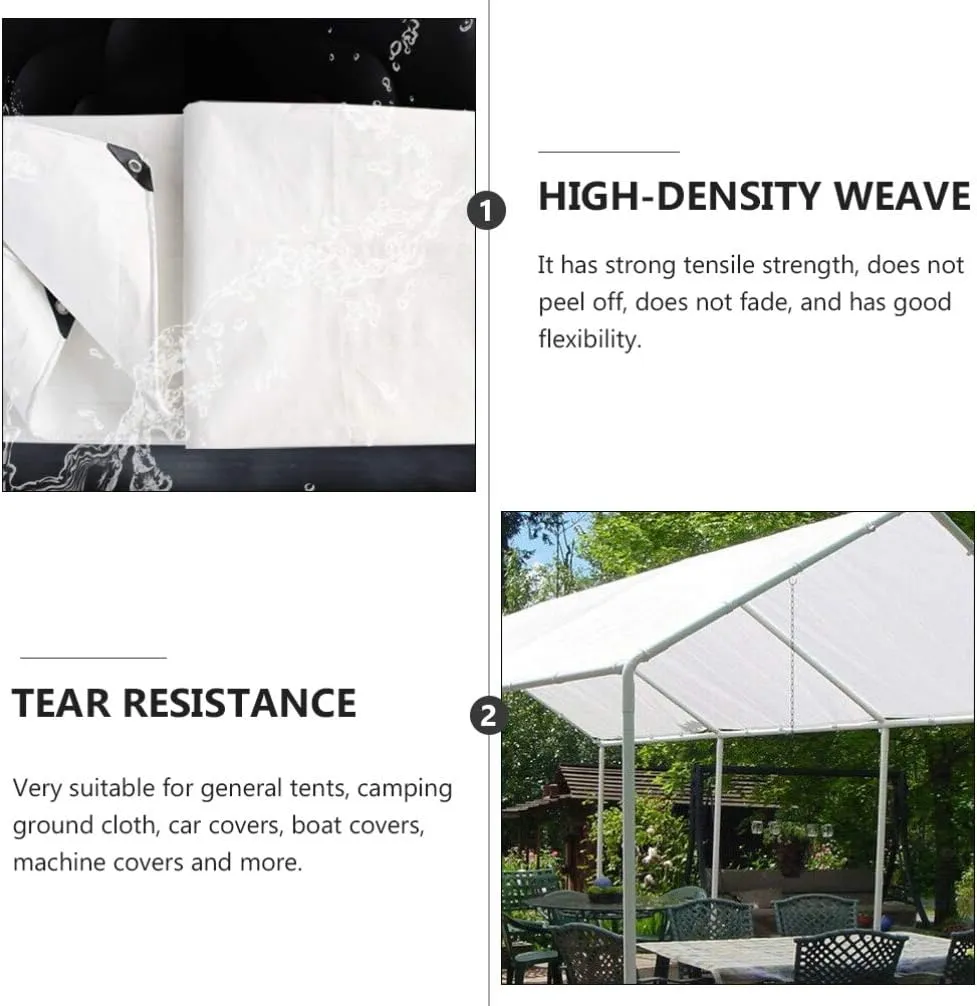 Alasum Thickening Sun Cloth 3x2m White Heavy Duty Tarp for Truck Rainproof Tarpaulin