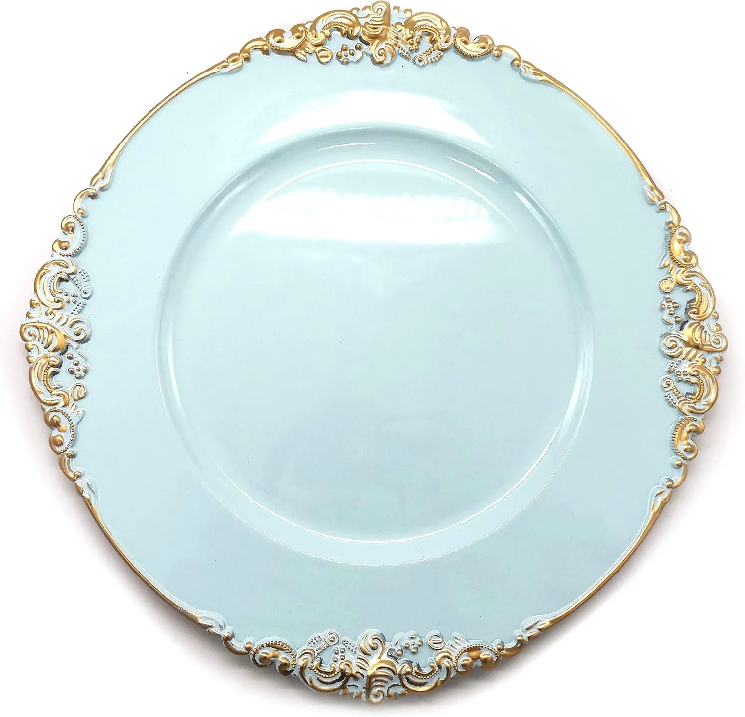 allgala 13-Inch 6-Pack Heavy Quality Round Charger Plates-Floral Light Blue-HD80344