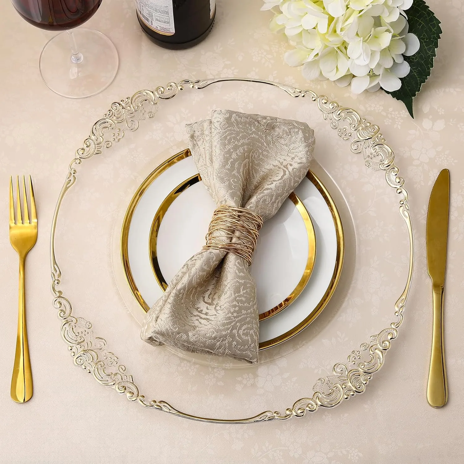 allgala Heavy Quality Round Charger Plates - Clear Chargers for Dinner Plates - Set of Charger Plates for Table Decor - Ideal for Weddings, Thanksgiving Parties & Holidays - Clear (13-Inch 6-Pack)