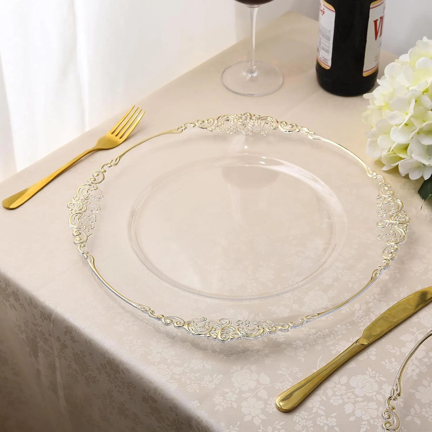 allgala Heavy Quality Round Charger Plates - Clear Chargers for Dinner Plates - Set of Charger Plates for Table Decor - Ideal for Weddings, Thanksgiving Parties & Holidays - Clear (13-Inch 6-Pack)