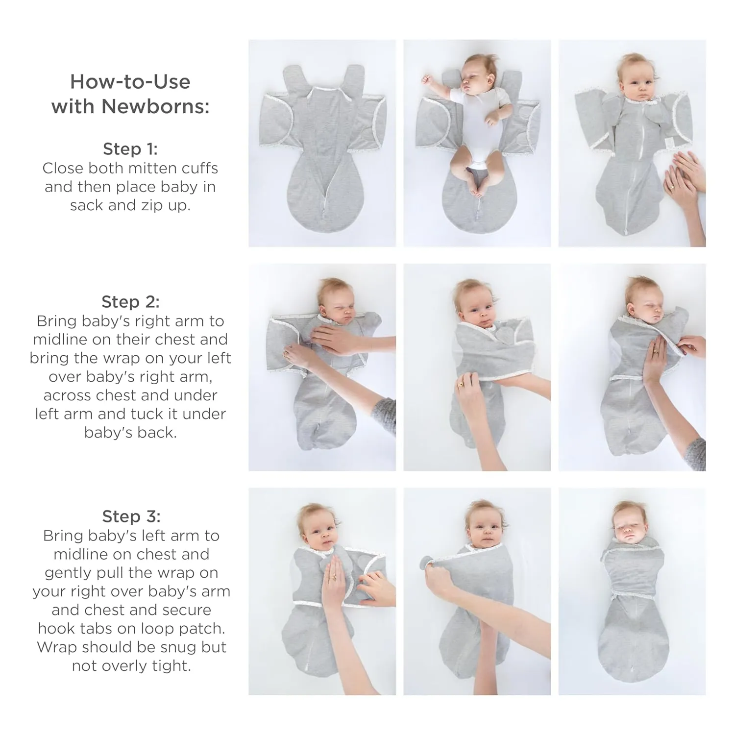 Amazing Baby Omni Transitional Swaddle, Swaddle Sleep Sack with Wrap & Arms Up Sleeves & Mitten Cuffs, Gray Stars, Small, 0-3 Months