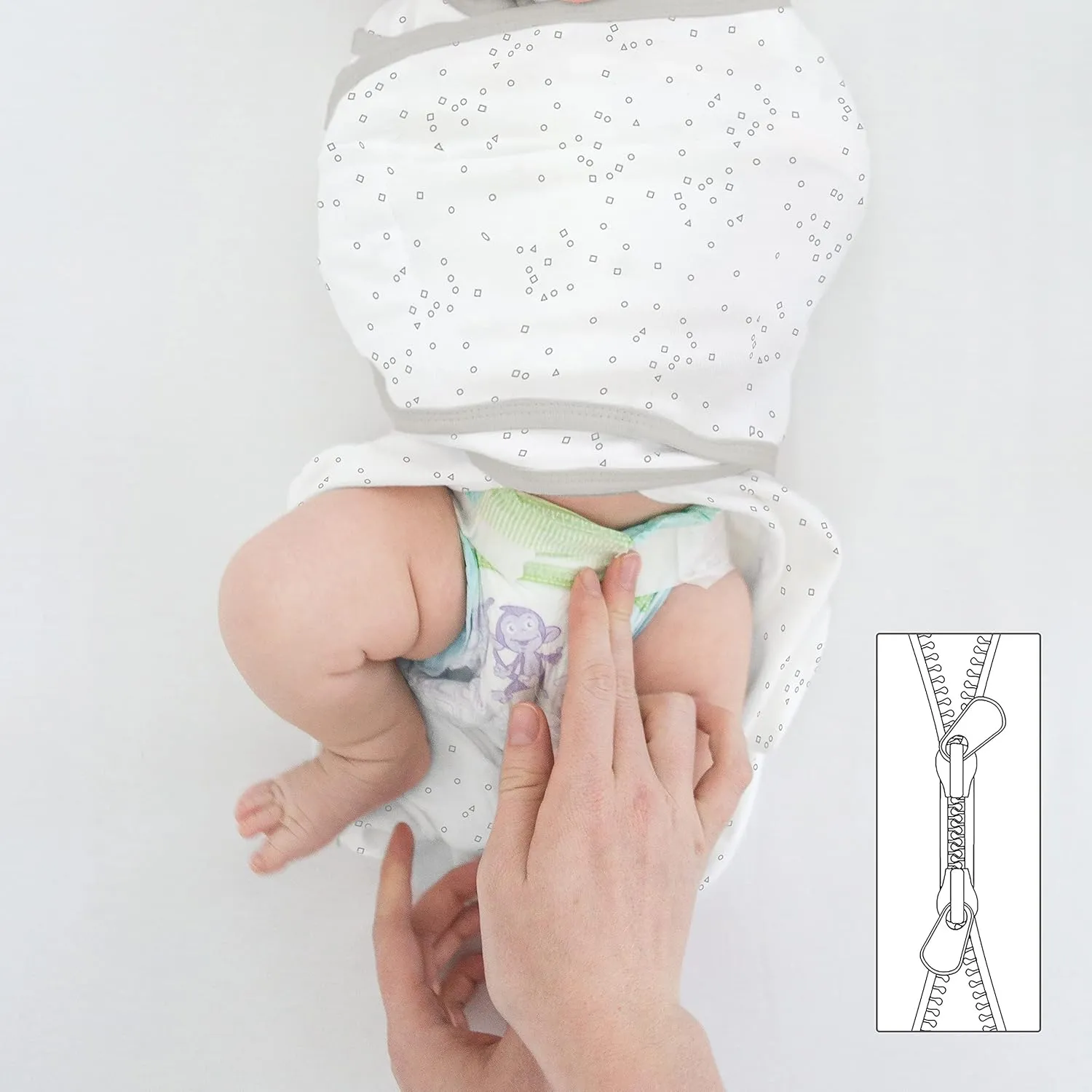 Amazing Baby Omni Transitional Swaddle, Swaddle Sleep Sack with Wrap & Arms Up Sleeves & Mitten Cuffs, Gray Stars, Small, 0-3 Months