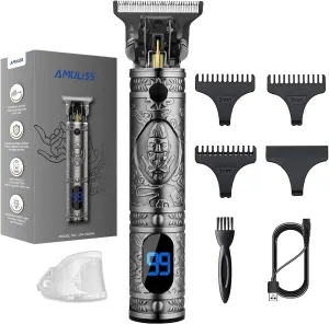 AMULISS Pro T Outline Clippers Trimmer, Electric Pro Li Blade Grooming Cordless Rechargeable,Professional 0mm Baldheaded Zero Gapped Hair Clipper for Men