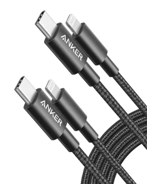 Anker New Nylon USB C to Lightning Cable, Apple MFi Certified for iPhone 14 Series, and More (6FT, 2Pack,Black)