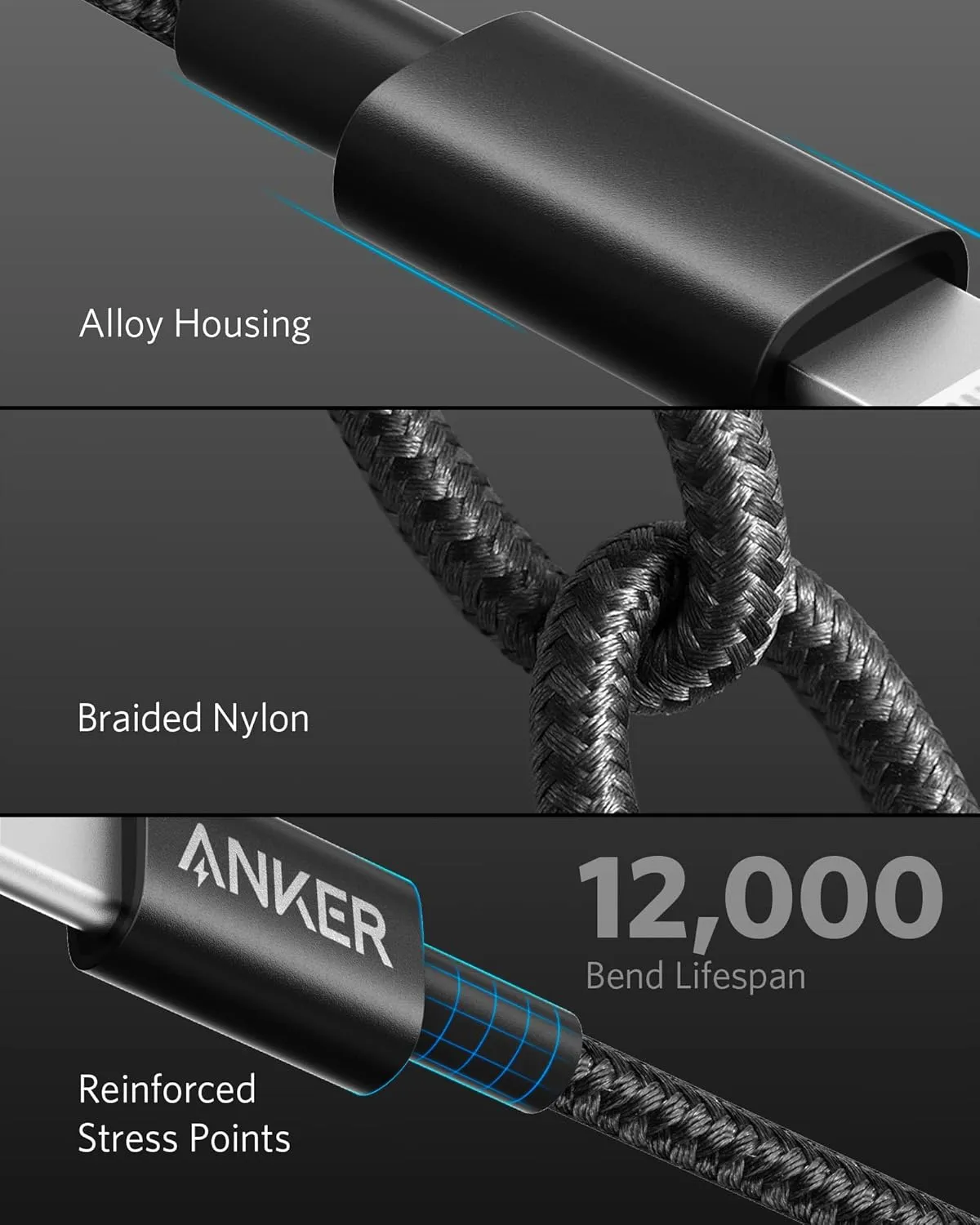 Anker New Nylon USB C to Lightning Cable, Apple MFi Certified for iPhone 14 Series, and More (6FT, 2Pack,Black)