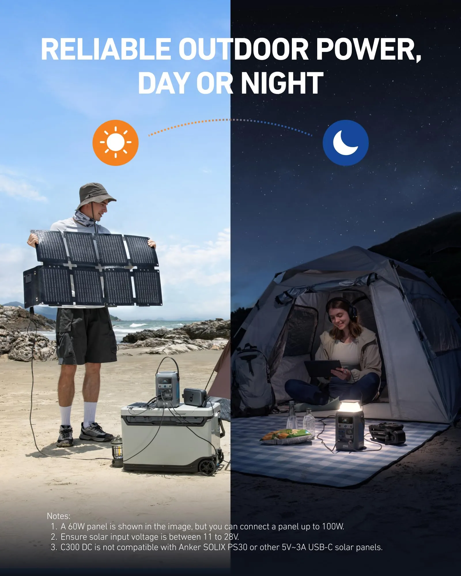 Anker SOLIX C300 DC Power Bank Station, Outdoor 288Wh (90,000mAh), Portable Power Station, LiFePO4 Battery, 300W Solar Generator, for Camping, Traveling, and Emergencies (No Wall Charger Included)