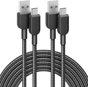 Anker USB A to USB C Cable, Charger Cord (2 Pack, 10FT), for Samsung Galaxy Note 10/S10  S10, LG V30 (Black)