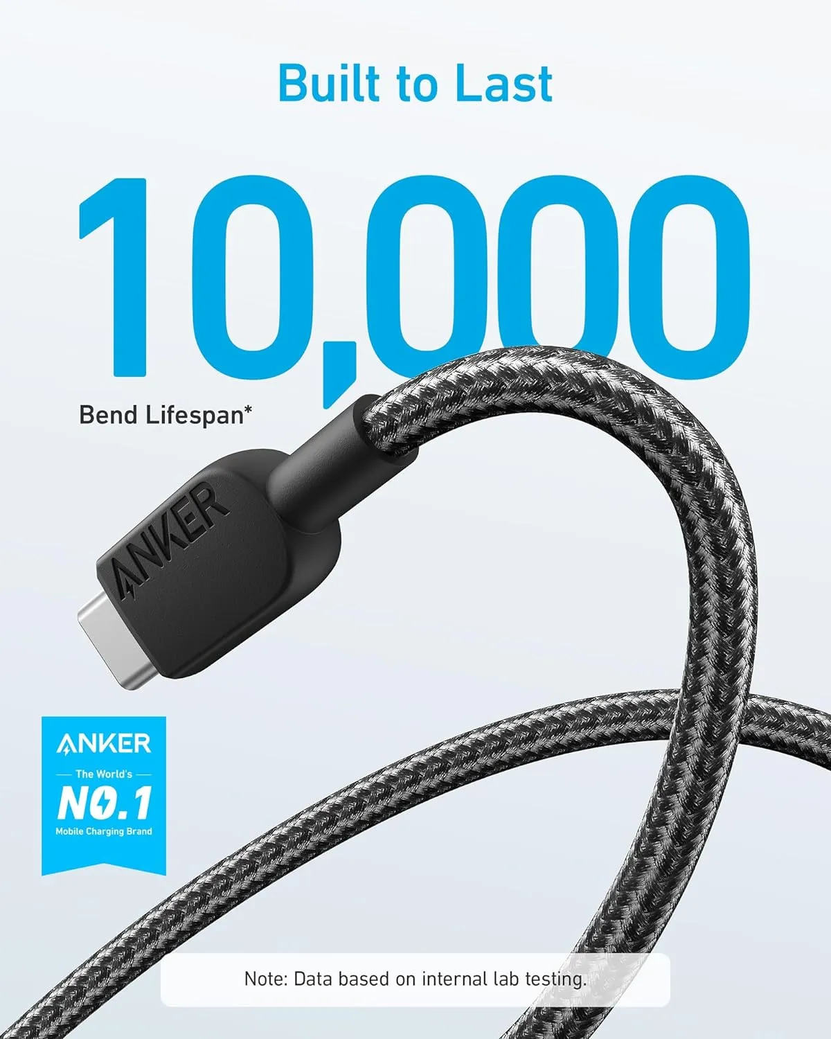 Anker USB A to USB C Cable, Charger Cord (2 Pack, 10FT), for Samsung Galaxy Note 10/S10  S10, LG V30 (Black)