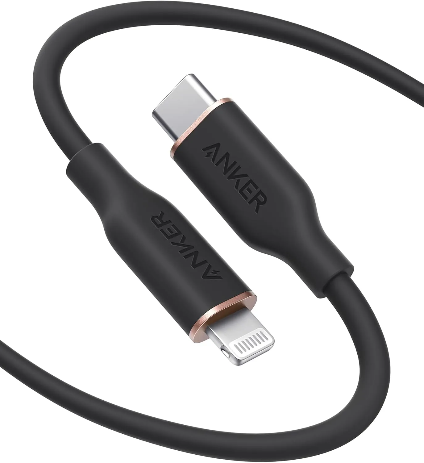 Anker USB C to Lightning Cable, MFi Certified Powerline III Flow Silicone Charging Cable for iPhone 13 13 Pro (Midnight Black, 6ft)