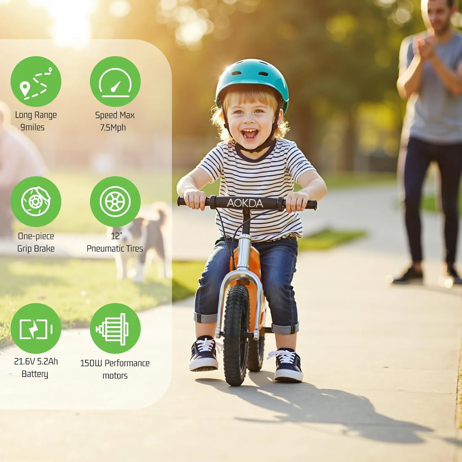 AO-K8 Electric Balance Bike for Kids,21.6V/5.2AH Battery Up to 12KM/H Electric Dirt Bike,Hand-Operated Brakes for Ages 3-8