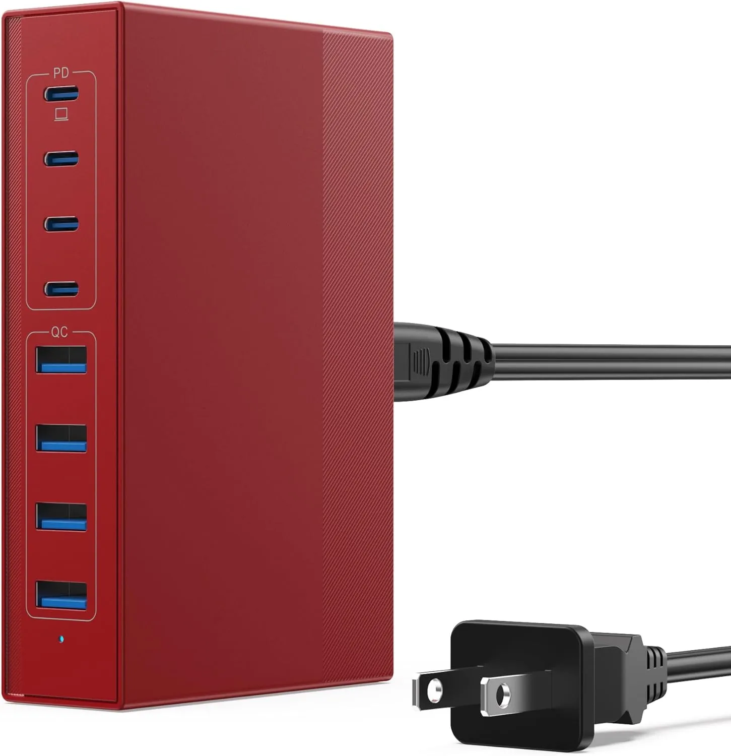 Apple MacBook Pro/Air Fast Charging Station - 65W GaN III USB C Charger, 8-in-1 Hub With PD, Travel Adapter for Dell XPS, iPhone 16/15/14, iPad, Galaxy S24 (Red)