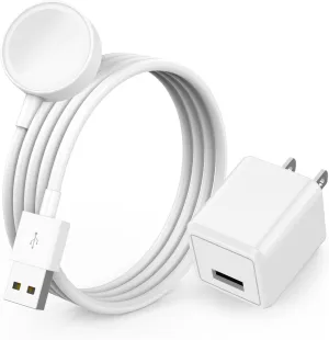 Apple Watch Charger, Portable Wireless Magnetic iWatch Charging Cable Cord with USB Wall Charger Block Plug Adapter Compatible with Apple Watch Series 9,8,7,Se,6,5,4,3,2,1 (1M/3.3FT)