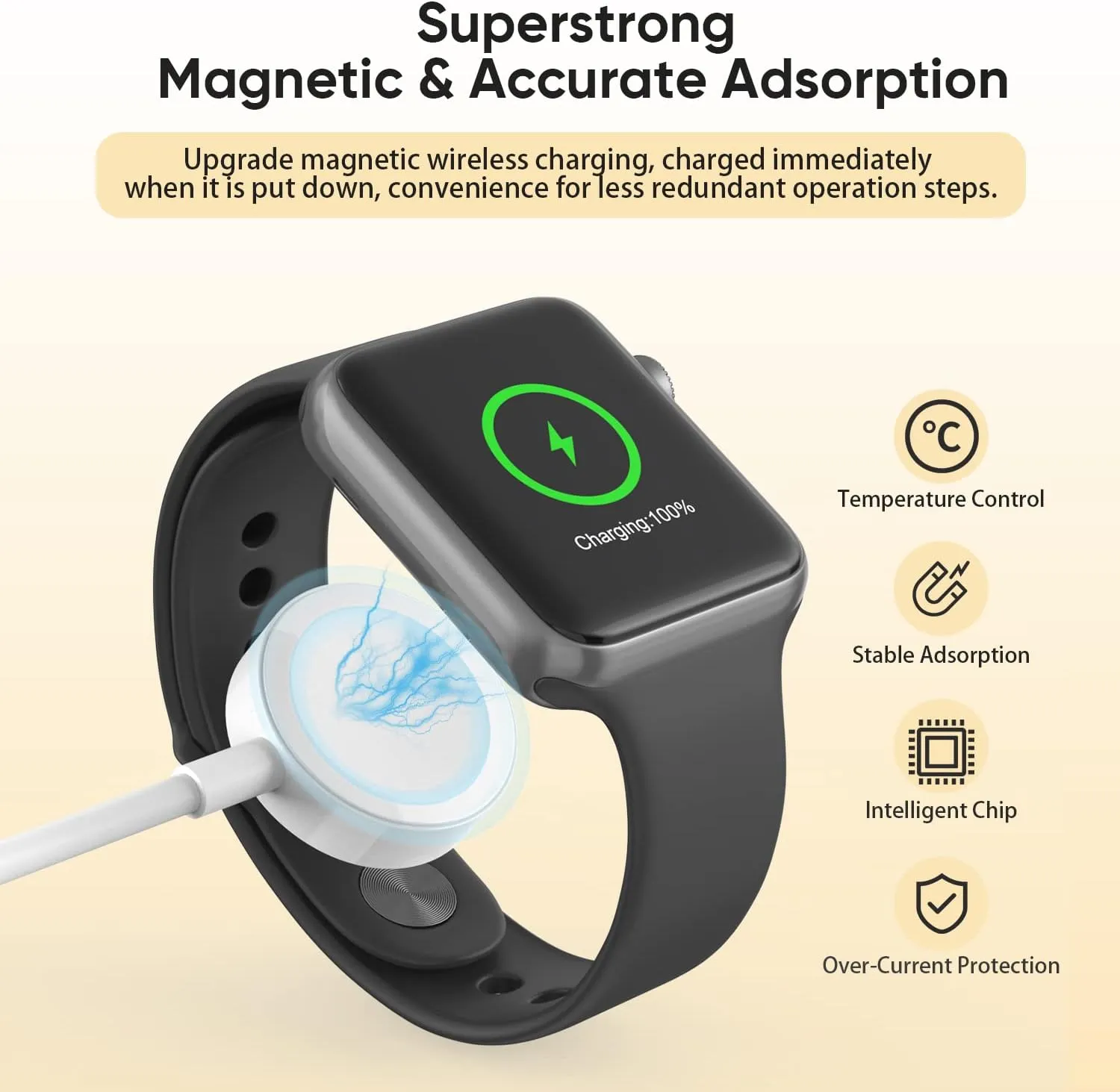 Apple Watch Charger, Portable Wireless Magnetic iWatch Charging Cable Cord with USB Wall Charger Block Plug Adapter Compatible with Apple Watch Series 9,8,7,Se,6,5,4,3,2,1 (1M/3.3FT)