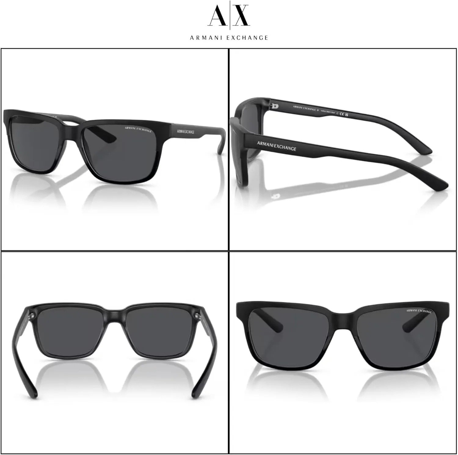 Armani Exchange AX4026S Square Sunglasses For Men For Women   BUNDLE with Designer iWear Eyewear Care Kit