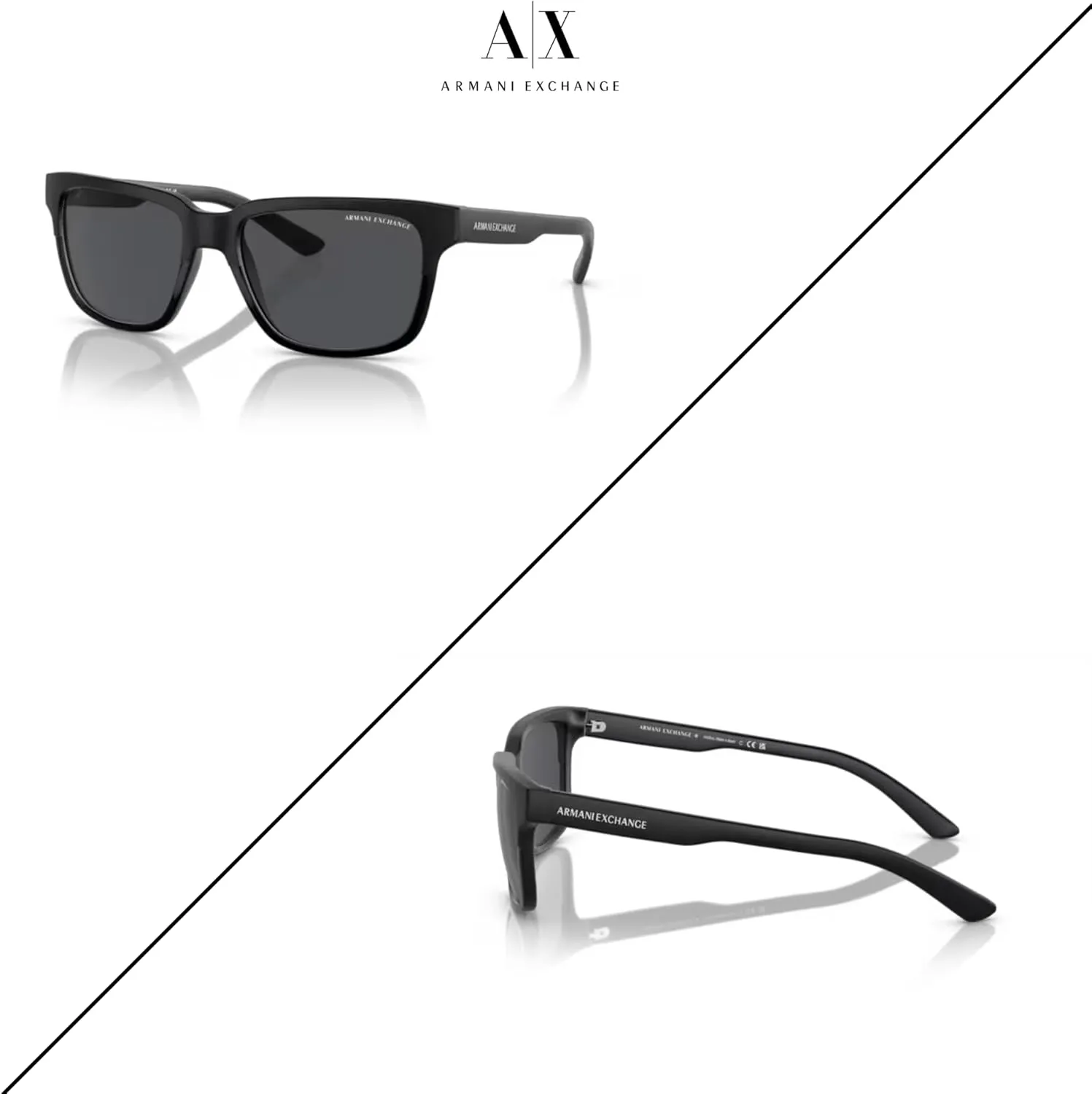 Armani Exchange AX4026S Square Sunglasses For Men For Women   BUNDLE with Designer iWear Eyewear Care Kit