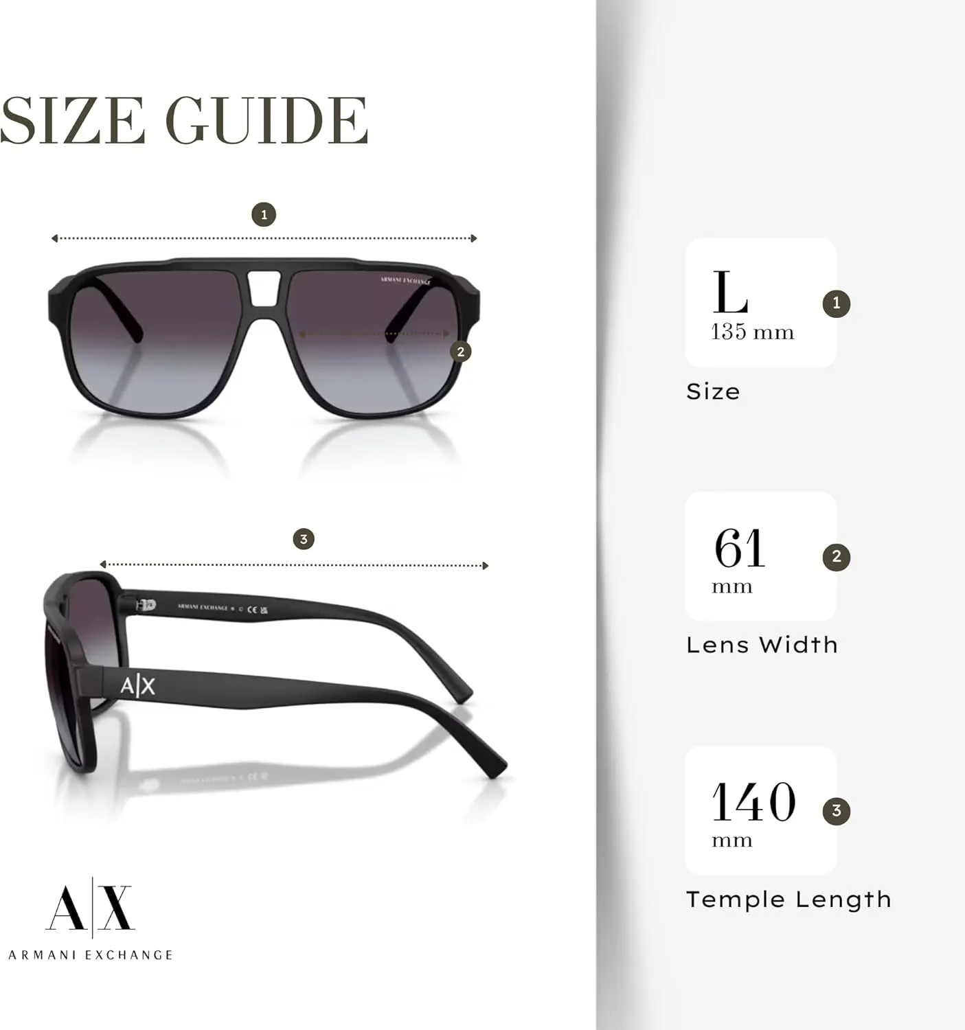 Armani Exchange AX4104S Rectangle Sunglasses for Men   BUNDLE with Designer iWear Care Kit