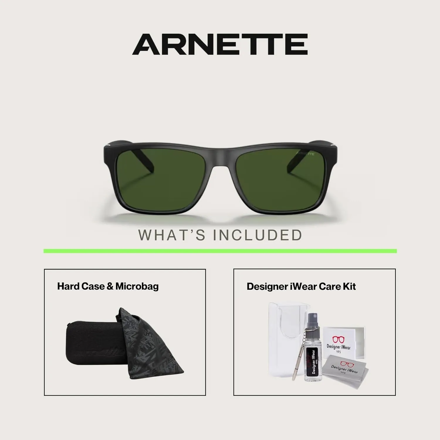 ARNETTE Bandra AN4298 Square Sunglasses for Men   BUNDLE With Designer iWear Complimentary Eyewear Kit