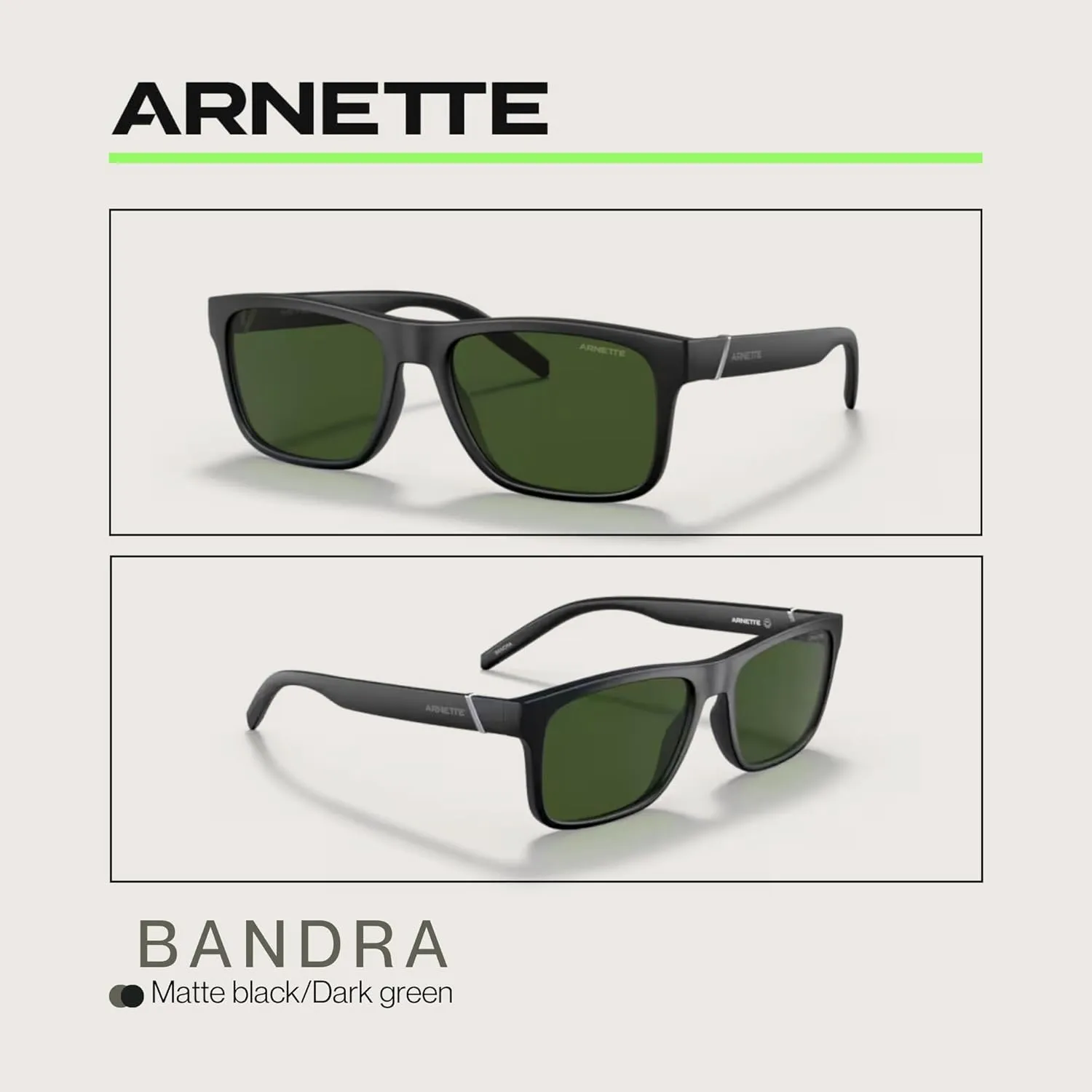 ARNETTE Bandra AN4298 Square Sunglasses for Men   BUNDLE With Designer iWear Complimentary Eyewear Kit