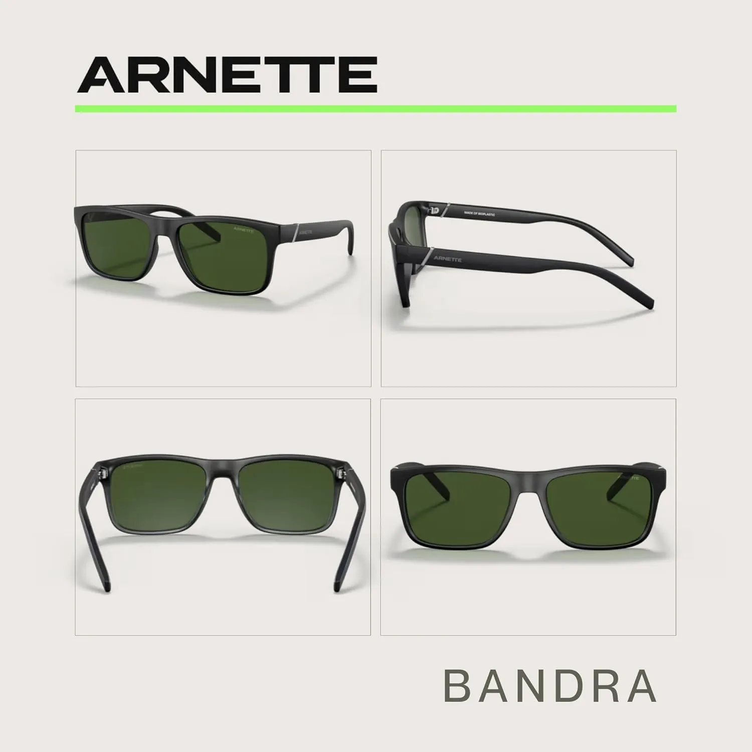 ARNETTE Bandra AN4298 Square Sunglasses for Men   BUNDLE With Designer iWear Complimentary Eyewear Kit