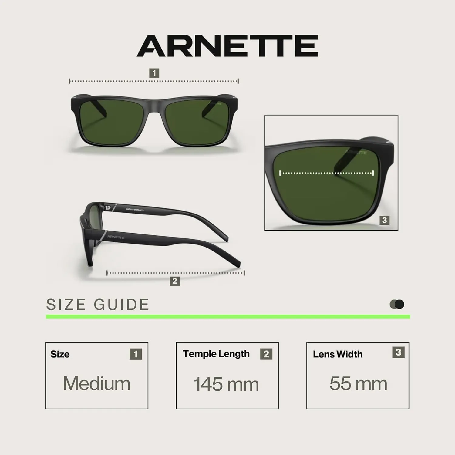 ARNETTE Bandra AN4298 Square Sunglasses for Men   BUNDLE With Designer iWear Complimentary Eyewear Kit