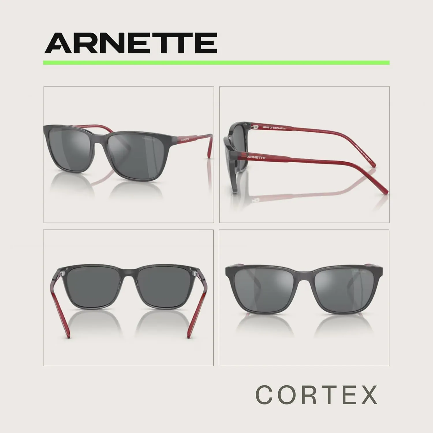 ARNETTE Cortex AN4291 Square Sunglasses for Men for Women   BUNDLE With Designer iWear Complimentary Eyewear Kit