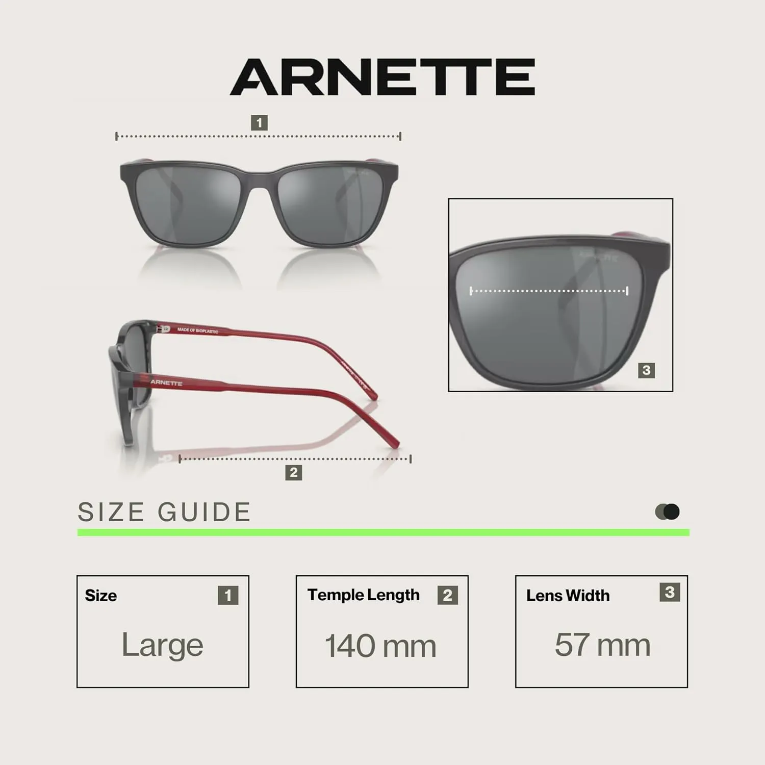 ARNETTE Cortex AN4291 Square Sunglasses for Men for Women   BUNDLE With Designer iWear Complimentary Eyewear Kit