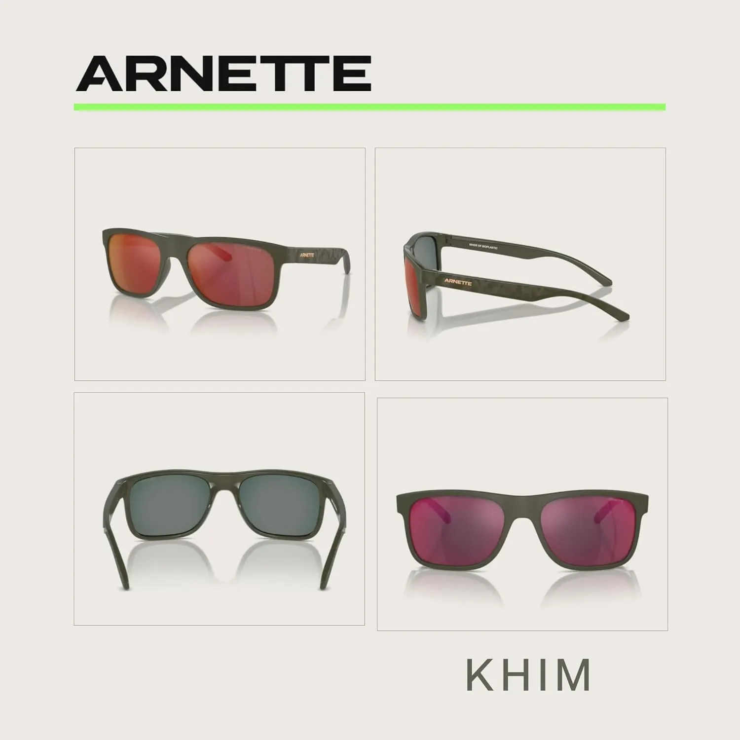 ARNETTE Khim AN4341 Square Sunglasses for Men   BUNDLE WIth Designer iWear Complimentary Eyewear Kit