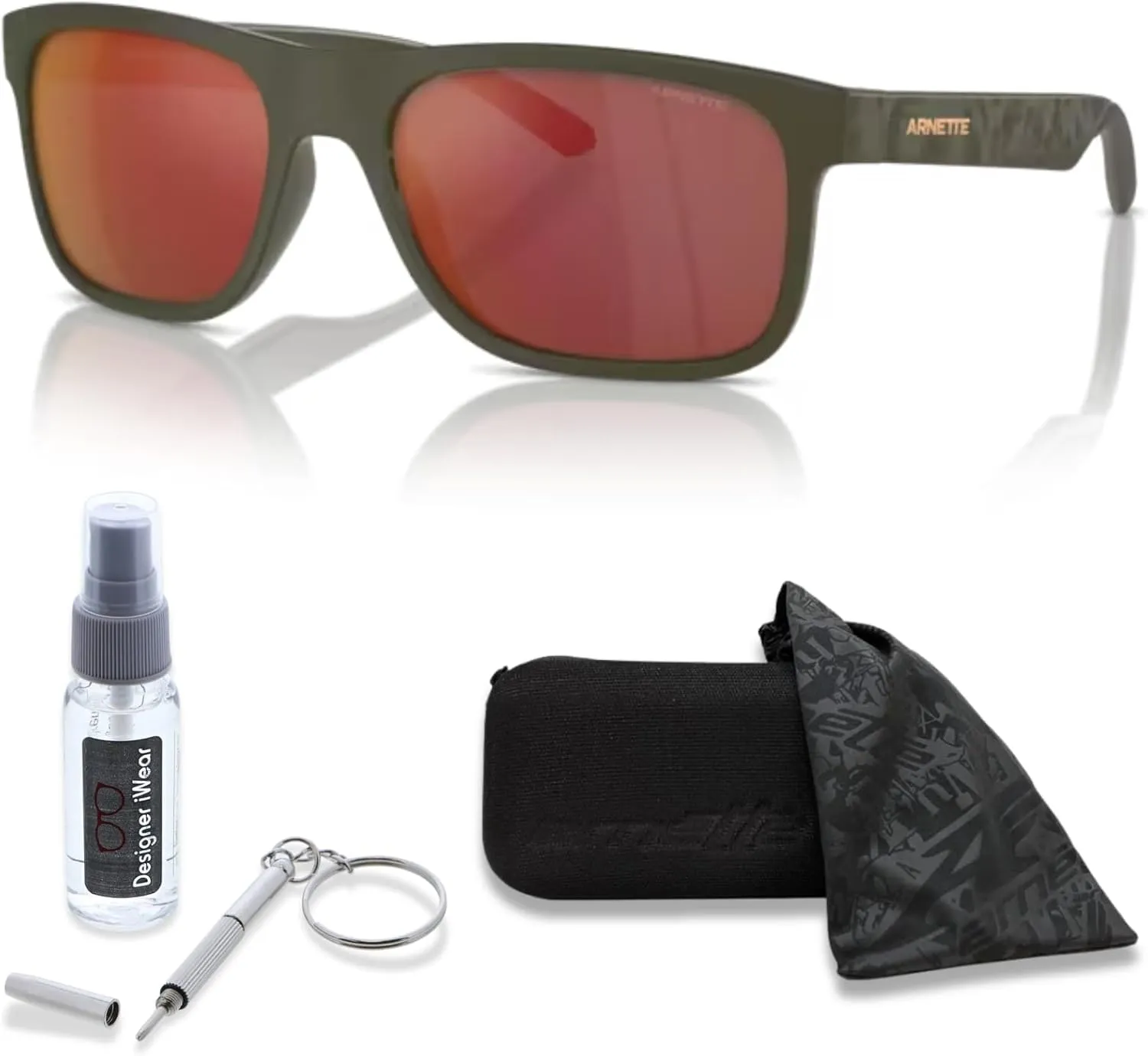 ARNETTE Khim AN4341 Square Sunglasses for Men   BUNDLE WIth Designer iWear Complimentary Eyewear Kit
