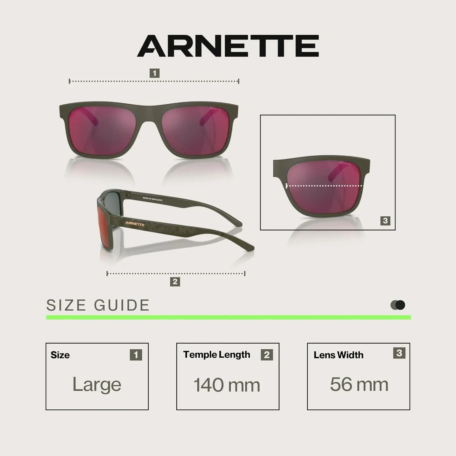 ARNETTE Khim AN4341 Square Sunglasses for Men   BUNDLE WIth Designer iWear Complimentary Eyewear Kit