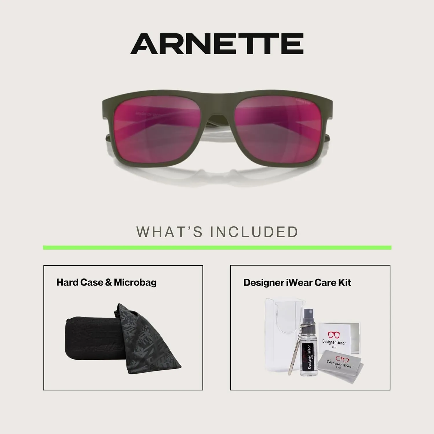 ARNETTE Khim AN4341 Square Sunglasses for Men   BUNDLE WIth Designer iWear Complimentary Eyewear Kit