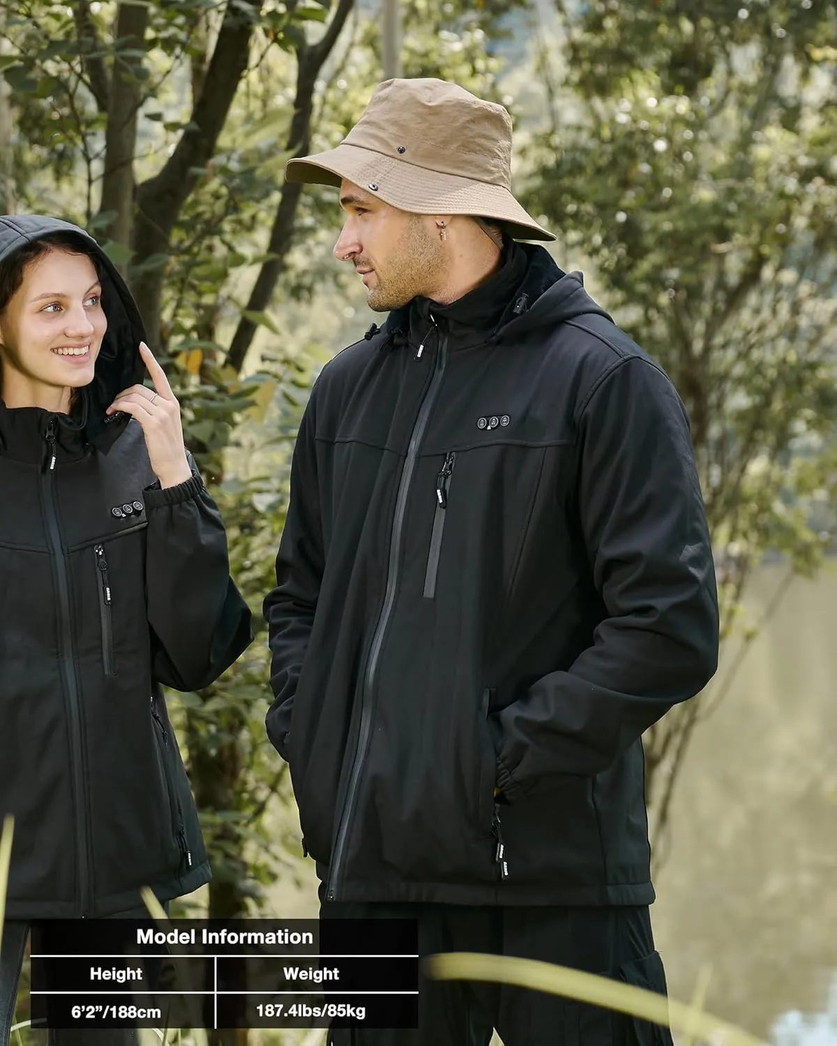 ARRIS Men`s Heated Jacket, Electric Heating Coat with Battery and Detachable Hood - Waterproof, 8 Heating Areas