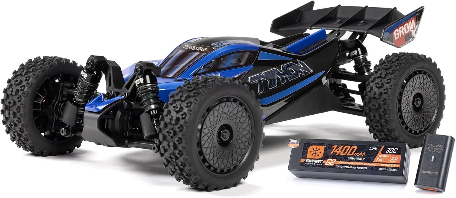 ARRMA RC Car Typhon GROM 4X4 223S BLX BRUSHLESS Small Scale Buggy RTR with DSC, Battery & Charger Included, Blue, ARA2306ST2