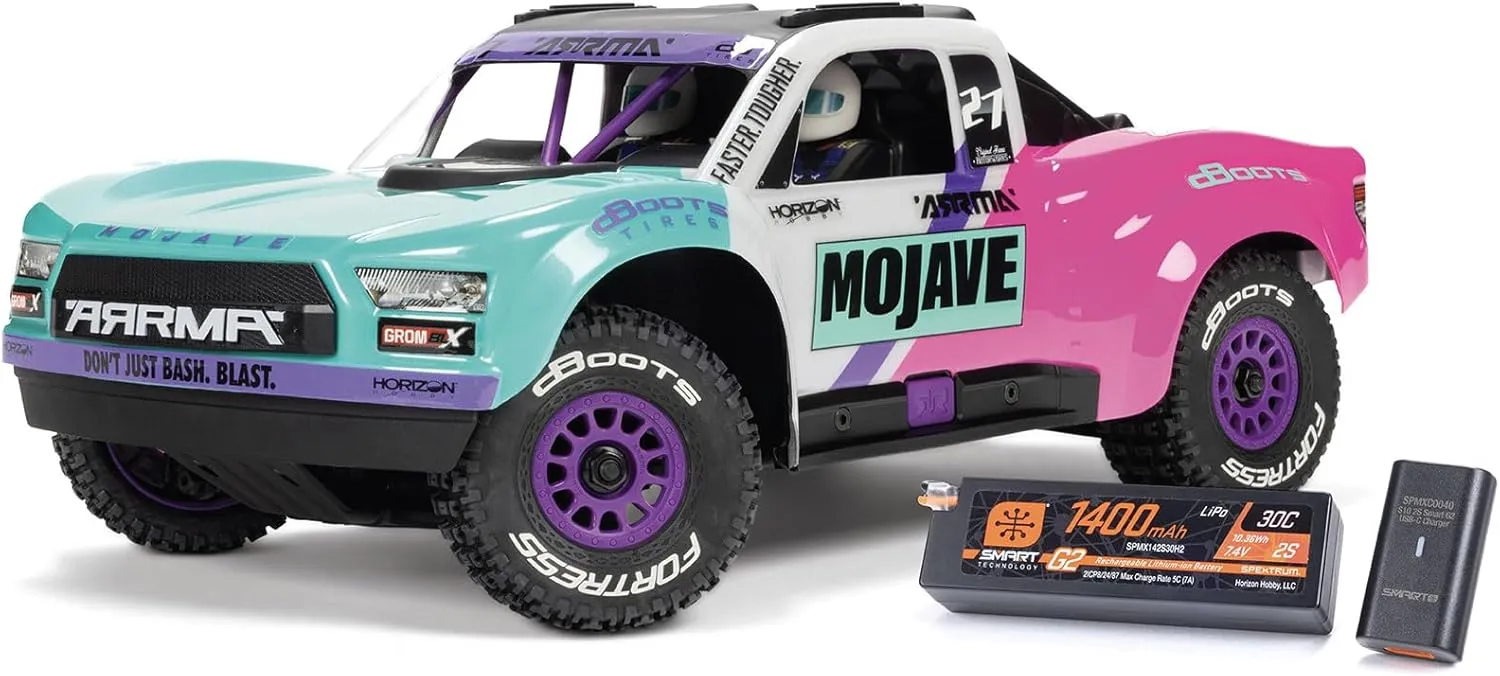 ARRMA RC Truck Mojave GROM 4X4 223S BLX BRUSHLESS Small Scale Desert Truck RTR with DSC, Battery & Charger Included, Teal, ARA2304ST1