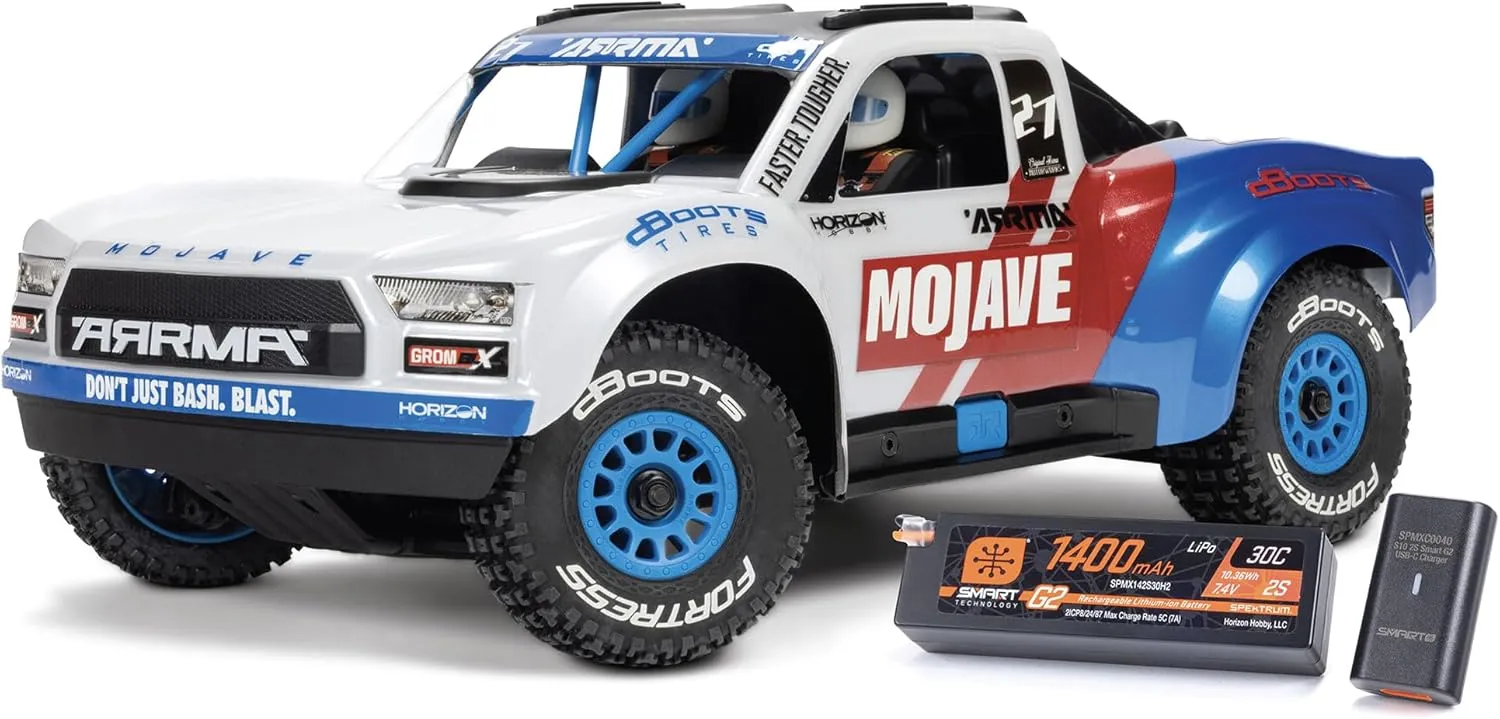ARRMA RC Truck Mojave GROM 4X4 223S BLX BRUSHLESS Small Scale Desert Truck RTR with DSC, Battery & Charger Included, White, ARA2304ST2