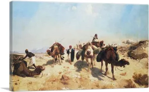 ARTCANVAS Crossing The Desert Canvas Art Print Stretched Framed Painting Picture Poster Giclee Wall Decor by Jean Leon Gerome - 12" x 8" (0.75" Deep)