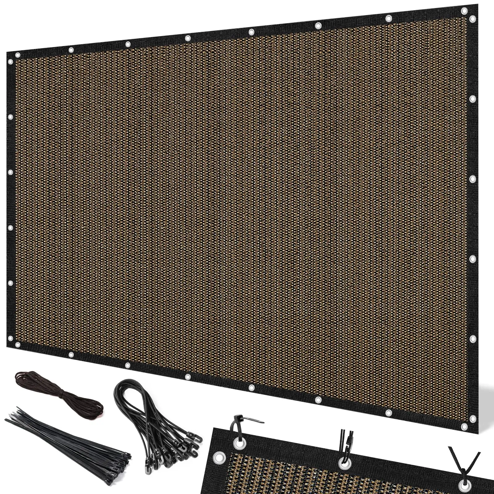 Artpuch 90% Sun Shade Cloth, 10 x 14 FT Pergola Shade Cover Canopy with Grommets, Sun Screen Fabric Tarp for Patio, Outdoor, Garden, Backyard, Mocha