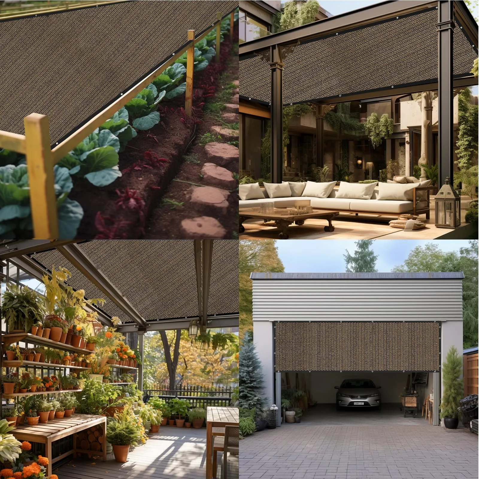 Artpuch 90% Sun Shade Cloth, 10 x 14 FT Pergola Shade Cover Canopy with Grommets, Sun Screen Fabric Tarp for Patio, Outdoor, Garden, Backyard, Mocha