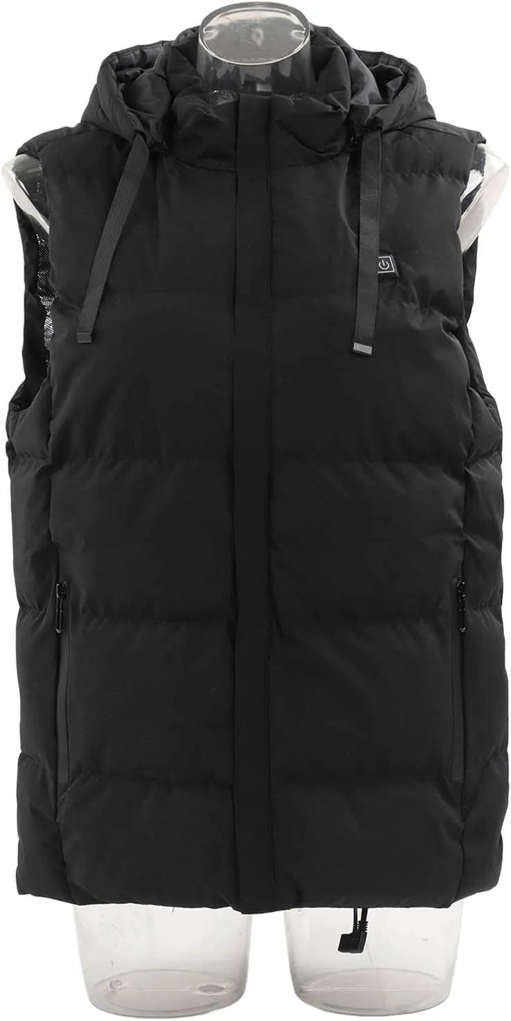 AUNMAS Heated Vest, Carbon Fiber Heating Vest Constant Heating Hooded Lightweight 3 Heating Levels USB for Winter (Black)