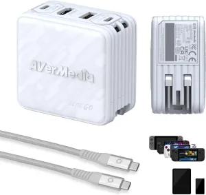 AVerMedia Capture Card for Streaming, 1080p60 HDMI, Portable Charger for Nintendo Switch, 100W GaN Fast Charging, TV Docking Station with 4K60 HDMI, Compatible with iPhone, iPad, Laptop - GC313Pro