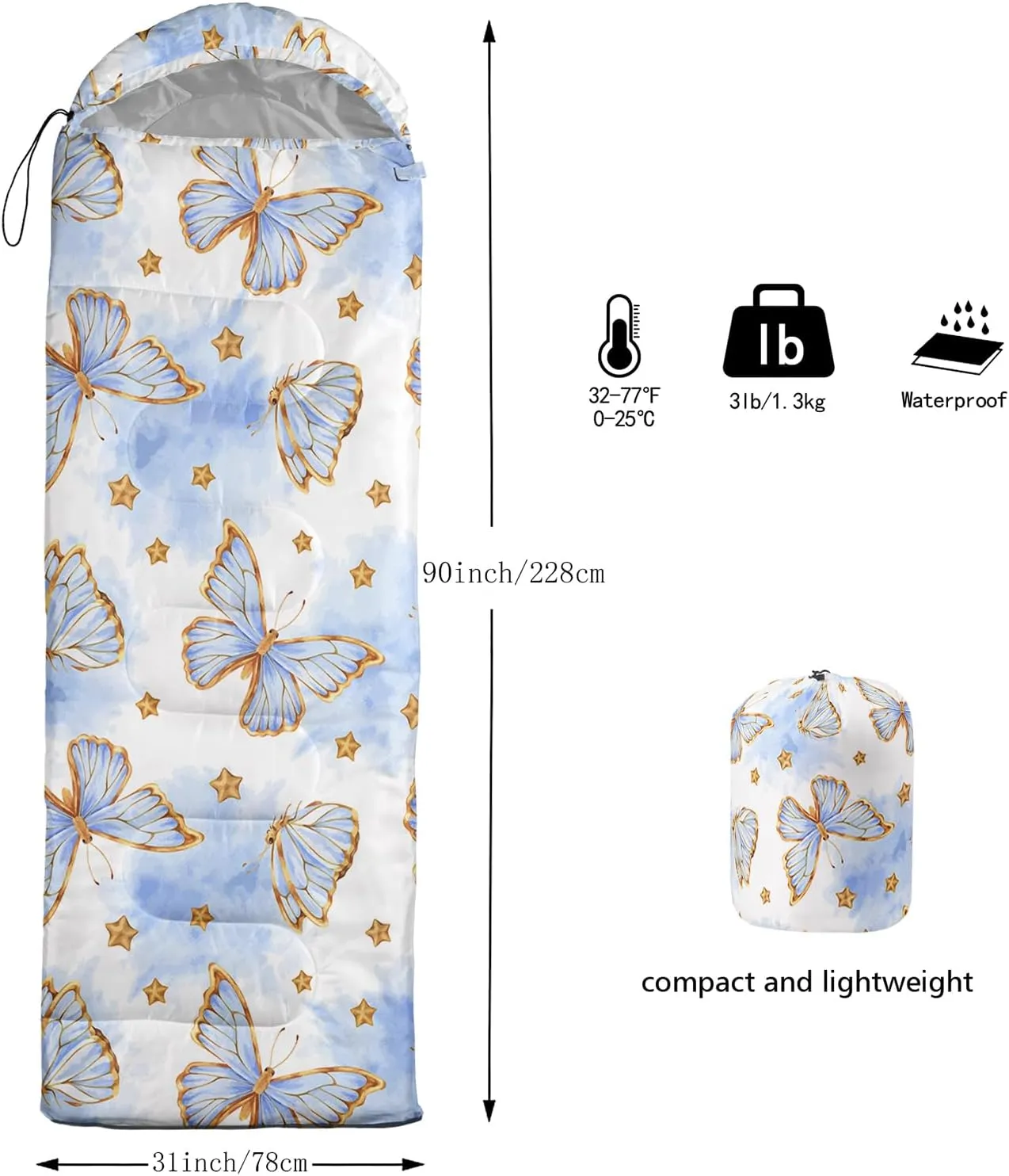 Axolotl Dinosaur Camping Sleeping Bag for Kids,3 Season Warm & Cool Spring Summer Fall Weather Waterproof Colorful Dino Camping Sack for Boys Girls Portable Lightweight,Travelling Adventure Hiking